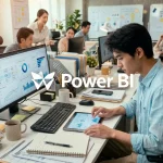 finance director looking at power business intelligence