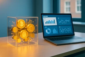 Professional graphic representing the cost and investment analysis of AI implementation for UK finance and IT leaders.