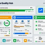 CRM data cleaning dashboard showing data quality metrics, duplicate contact consolidation, field standardization progress, and task management improvements for HubSpot and Pipedrive platforms.