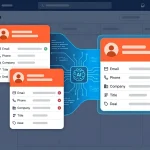 Two duplicate Pipedrive contact records with deal history being safely merged by EazyMatch AI