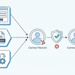 Diagram showing how to prevent duplicates HubSpot contacts using form and import deduplication settings before records are created